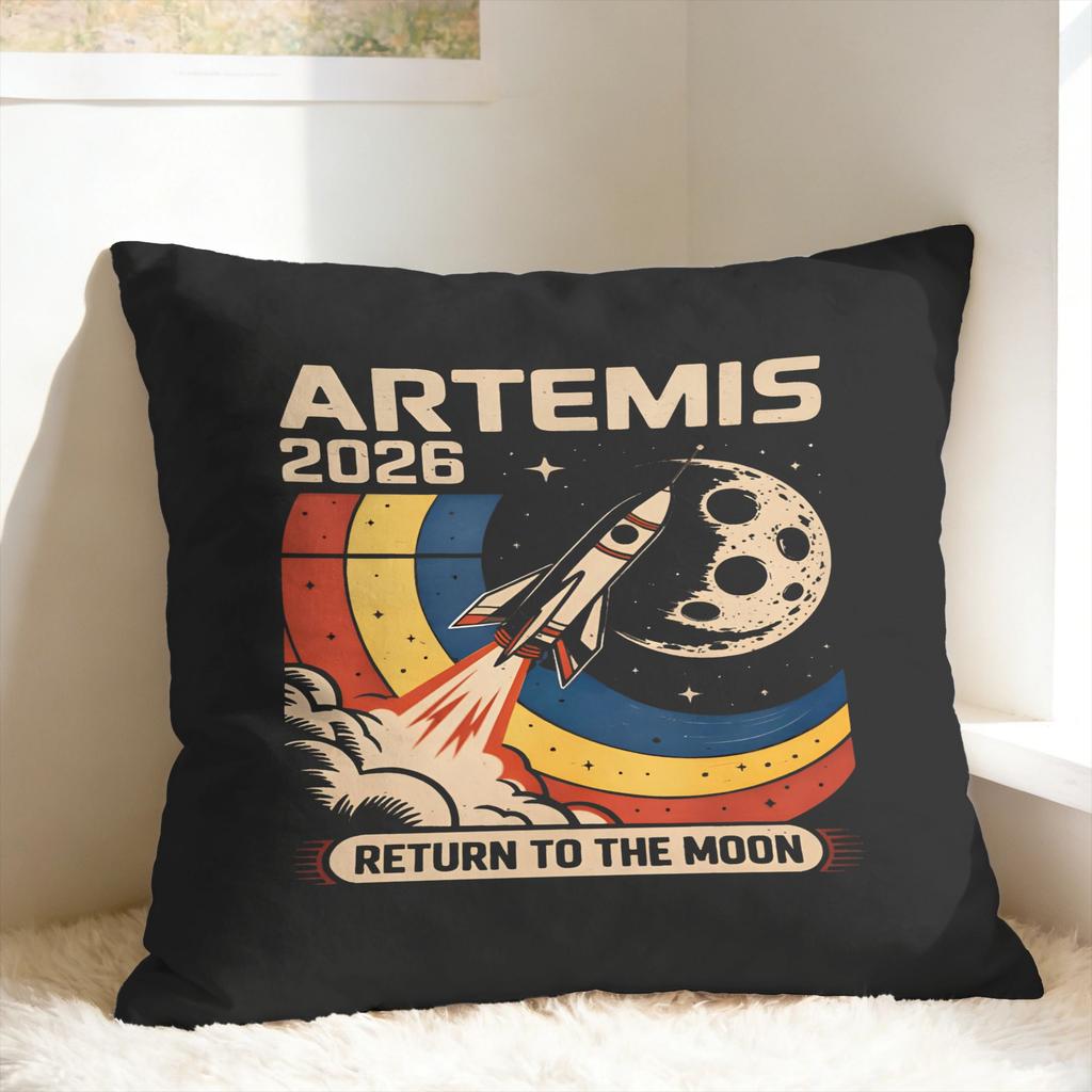 Artemis II Back to the Moon 2026 Pillow Cover  Comfy Cushion Cover Kawaii Pillow Case For Sofa Home Decoration