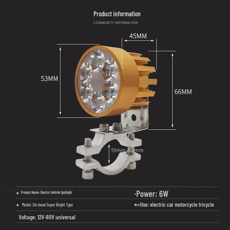 LED High Beam Spotlight for Motorcycles & Electric Vehicles (12V-80V)