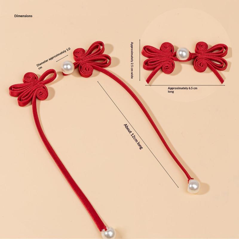 Botões de Tassel de Pérola Tecidos à Mão Estilo Chinês Fivela de Cheongsam Acabamento com Contas Fixador Para Orelha de Coelho Cauda Longa Botões Decorativos