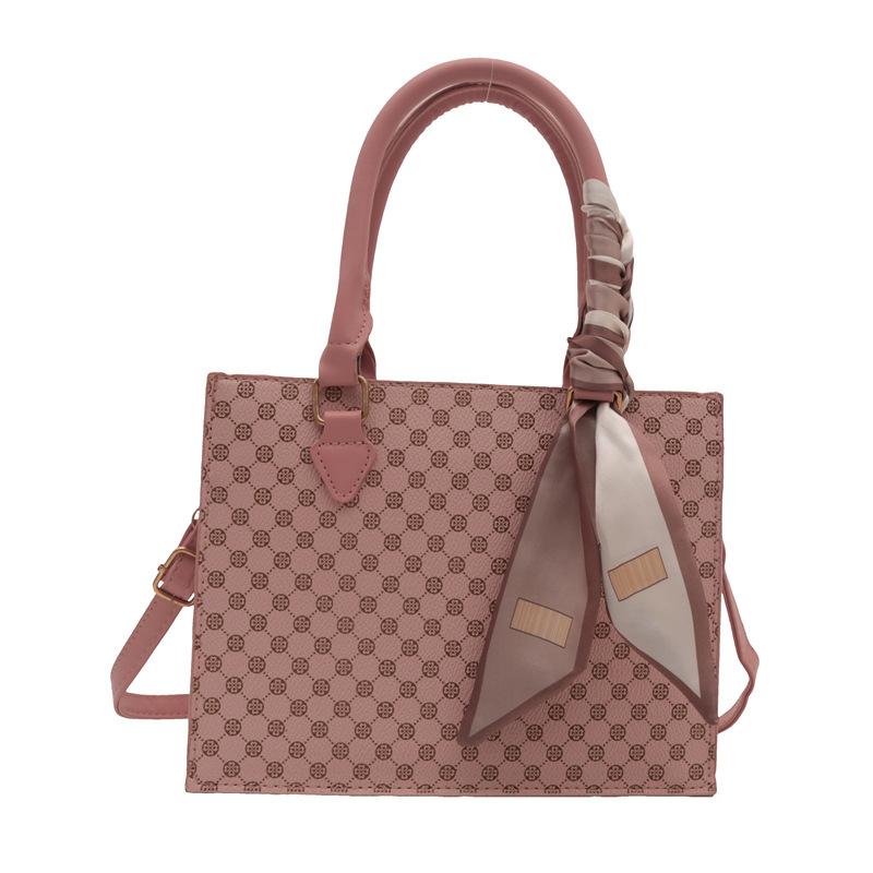 

Шовковий шарф ретро сумка жіноча 2024 нова текстура іноземний стиль повсякденний простий друк модна сумка через плече рожевий