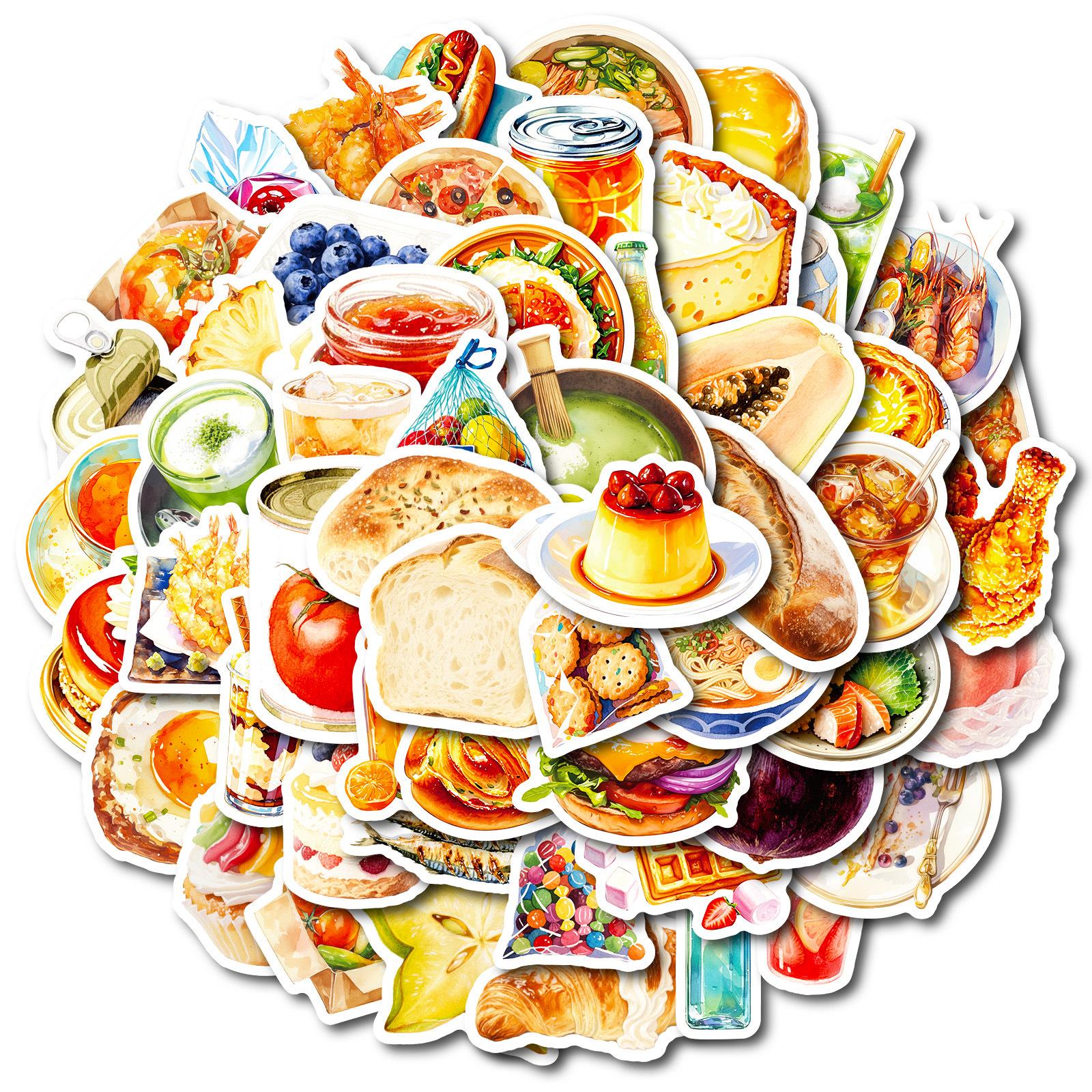 

56 Realistic Food Stickers Cake Bread Drink Creative Diy Hand Account Skateboard Decorative Stickers