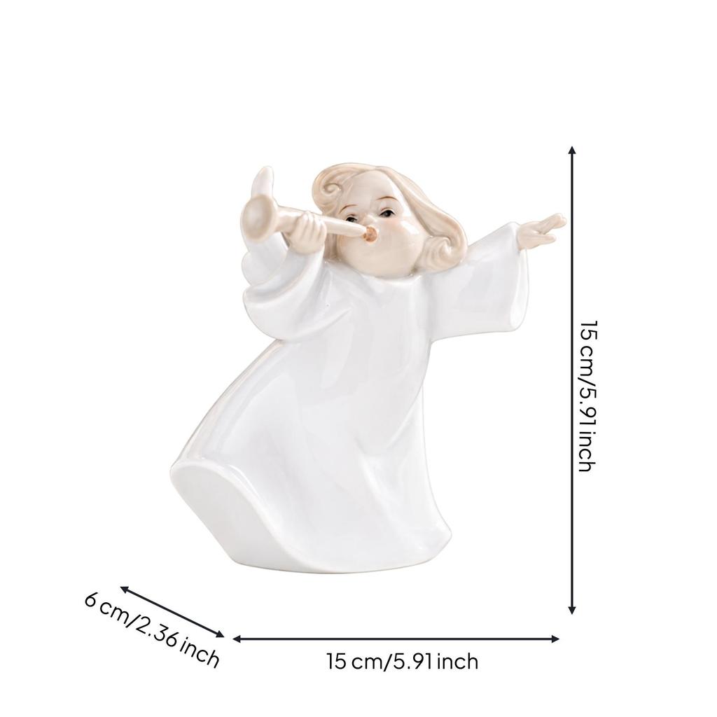 Glossy Heavenly Figurine Versatile Ceramic Angel Carved