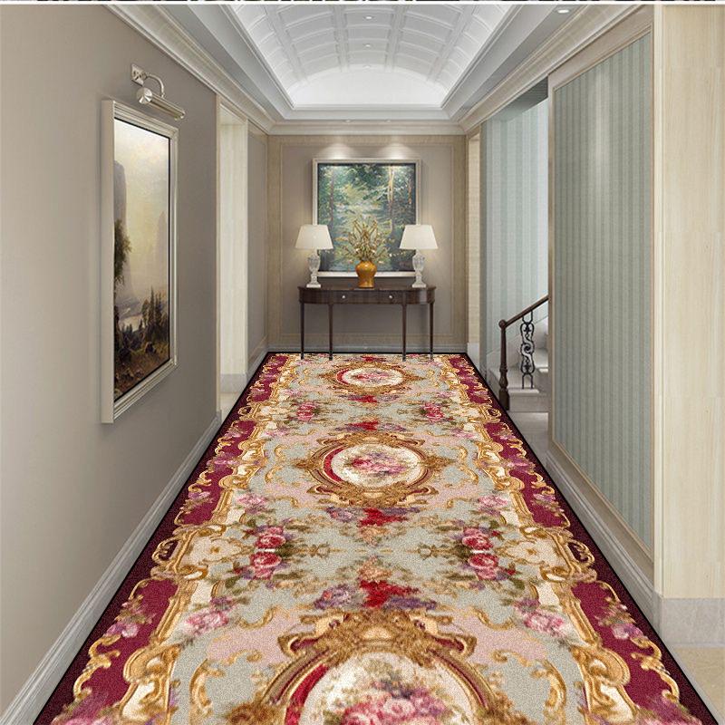 Luxuriöser langer Flurteppich Rutschfest Treppenhaus Flur Europäische Dekoration Läuferteppich Waschbar Gang Küchenmatte Anpassbar