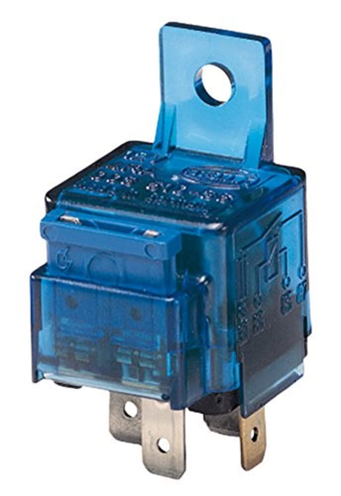 

HELLA 4RA 003 530-001 Relay, mains current - 12V - 4-pin connector - Wiring diagram: S10 - Plug: A - Color: light blue - With holder