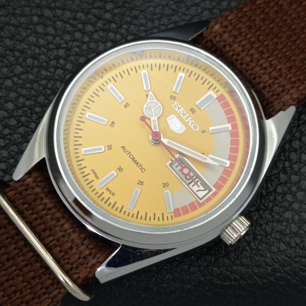 AUTOMATIC VINTAGE REFURBISHED SEIKO 5 6309A JAPAN MENS YELLOW WATCH A440870-4 Sk-a440870