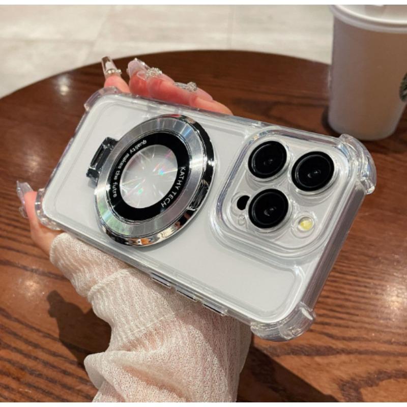 Electroplating Magnetic Stent Is Suitable for Samsung S25 Ultra Mobile Phone Case S23fe Full Inclusive Lens Film Space Case Anti Fall
