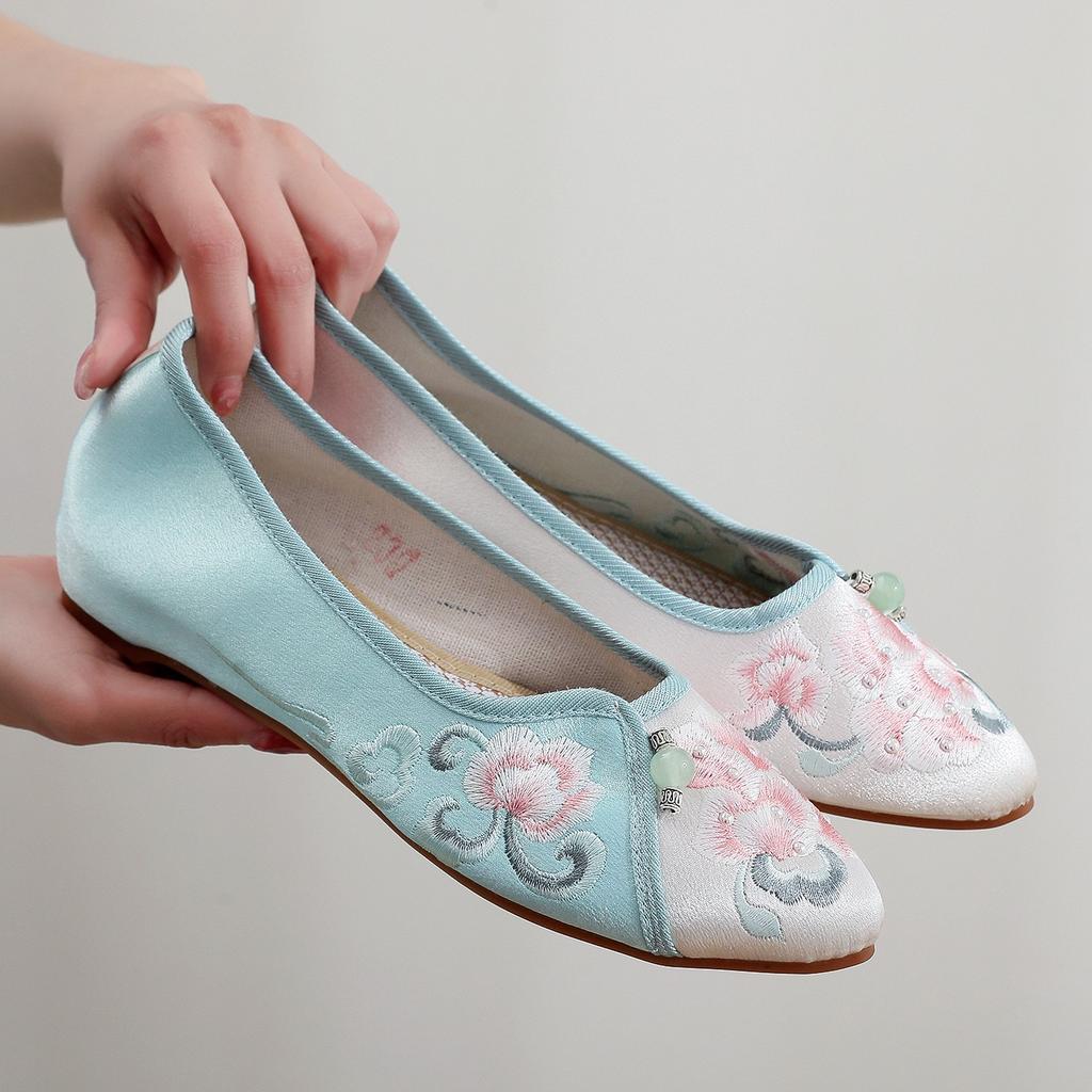 [Dan Yue] 2024 Spring Old Beijing Pointed Cloth Shoes Women's Ethnic Style Embroidered Shoes Ancient Style Cheongsam Women's Shoes Cloth Shoes