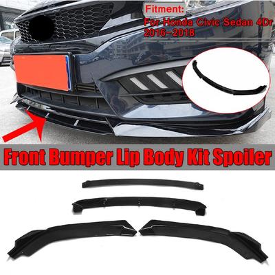Spoiler Voor Honda Civic Sedan ABS Glanzend Zwart 4Deurs Glanzend Zwart 16+ Voorbumper Lip Body Kit