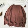 Herren 2024 Herbst Koreanischer Stil Trendig Locker Loch-Ripped Rundhals Strickpullover