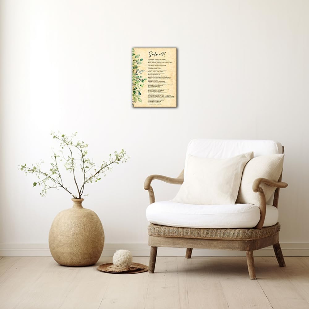 Lineerby Psalm 91 Wall Art Spanish Bible Verse Poster Framed Christian Scripture Wall Decor pirational Quotes Poster Ready To Hang Artwork 08x12