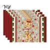Linen Placemat Set 4Pcs Christmas Set, Cartoon Snowman Gingerbread Gnome Table Heat Insulation Pads Mat, Resistant Place Mat for Holiday Party