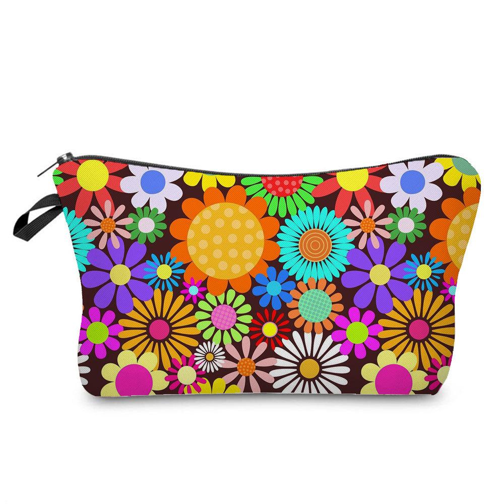 Women Flower Print Cosmetic Bag Toiletries Organize Travel Storage Case 6762 KTB