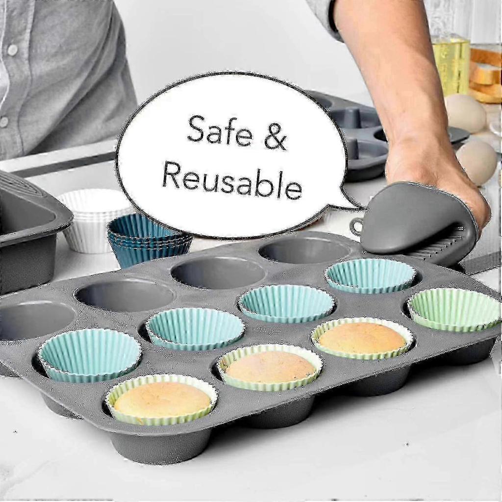 Reusable Non-Stick Muffin Molding Set for Kitchen Baking - Silicone Cupcake Liners (a-1b)