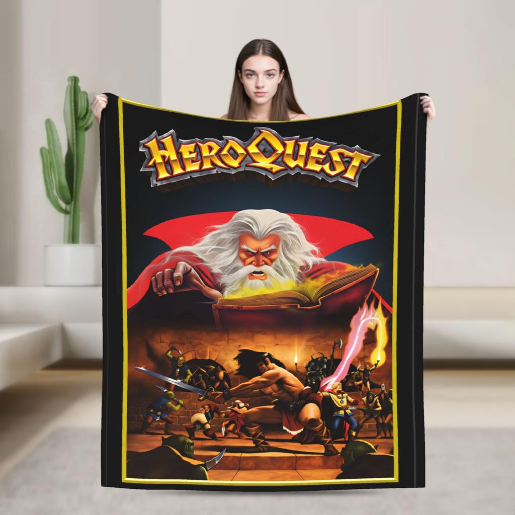 Super Warm Blanket Picnic Heroquest Card Game Throw Blanket Retro Card Flannel Bedspread For Outdoor Pattern Sofa Bed Cover