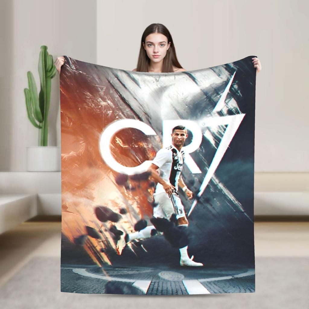 C Ronaldos Football Soccer Blankets  Flannel Funny Breathable Throw Blankets for Home  Winter
