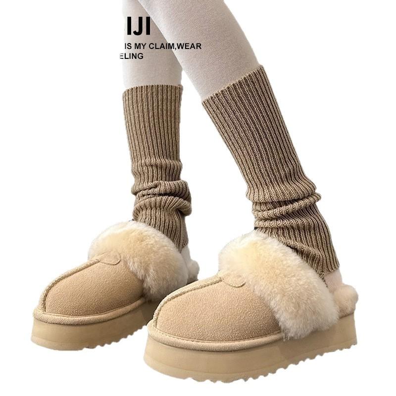 New Autumn And Winter Knitted Socks Cover Jk Stacking Socks Cover Men And Women Vertical Pattern Thin Y2K Warm Leg Cover With Snow Boots