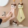 1PC Cute Cat Kitchen Cleaning Towel Hanging Hand Towels Absorbent Dishcloths Coral Velvet Soft Cleaning Cloth Rag