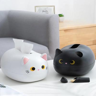 Caja de pañuelos de gato Kawaii, caja de almacenaje de pañuelos para sala de estar, contenedor de papel de cocina, soporte de papel higiénico de escritorio para baño y dormitorio