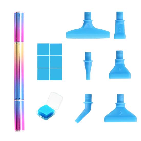 1 Set Rhinestone Painting Tool Kit Comfortable Grip Metal Colorful Thread Drill Pen with Replacement Heads DIY Craft