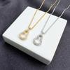New Hollow Gourd Necklace Women's Light Luxury High-end Sense Inlaid Synthetic Zircon Pendant Fashionable and Simple Student Jewelry Wholesale