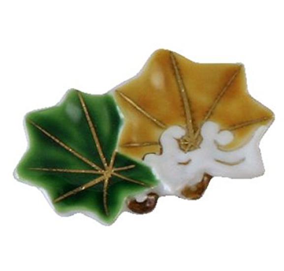 Set of 5 and chopstick 5 Yoshiyama Wave Maple hhn489 Kyo-yaki Kiyomizu-yaki rests, colors, 5.5cm, pattern,