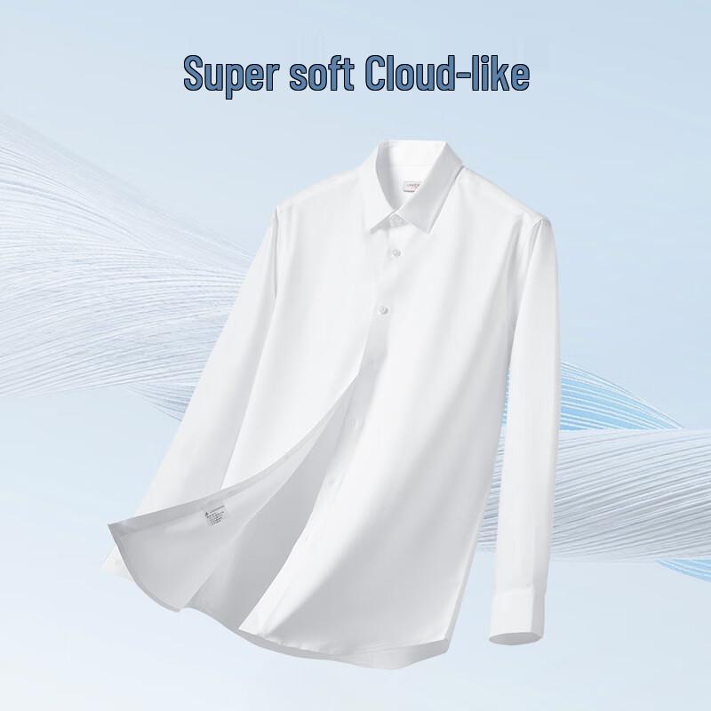 Langdeng Men's Wrinkle-Resistant Business Long Sleeve Shirt