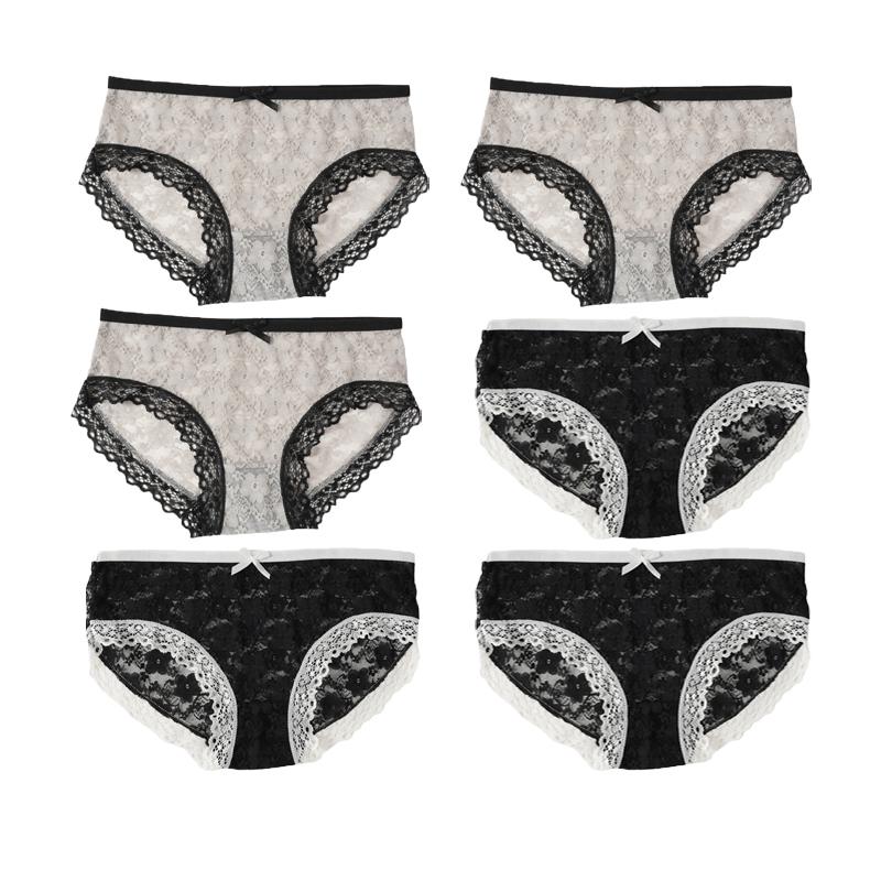 

1/6 шт. Женские кружевные бесшовные трусики Мягкое и дышащее нижнее белье С вырезами L золотой