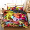 Building Block King Queen Duvet Cover Colorful Brick Bedding Set For Kids Teens Adults Cartoon 2/3pcs Polyester Comforter Cover