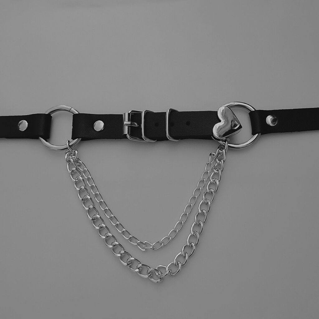 Dark Wind Love Belt Buckle Chain Collar Collar Chain Punk Bouncy Chocker Collarbone Chain Necklace Jk Leg Ring