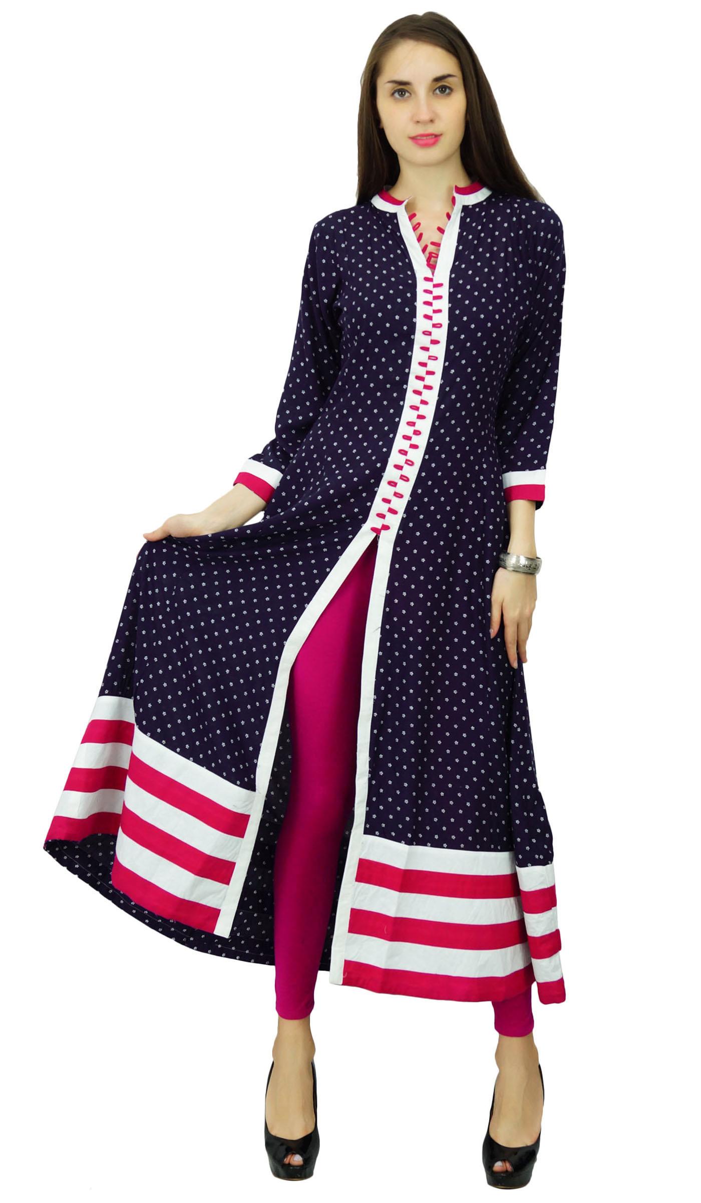 

Phagun Ethnic Kurti Top Designer Anarkali Kurta Tunic Polyester Dress 8 темно-синього кольору