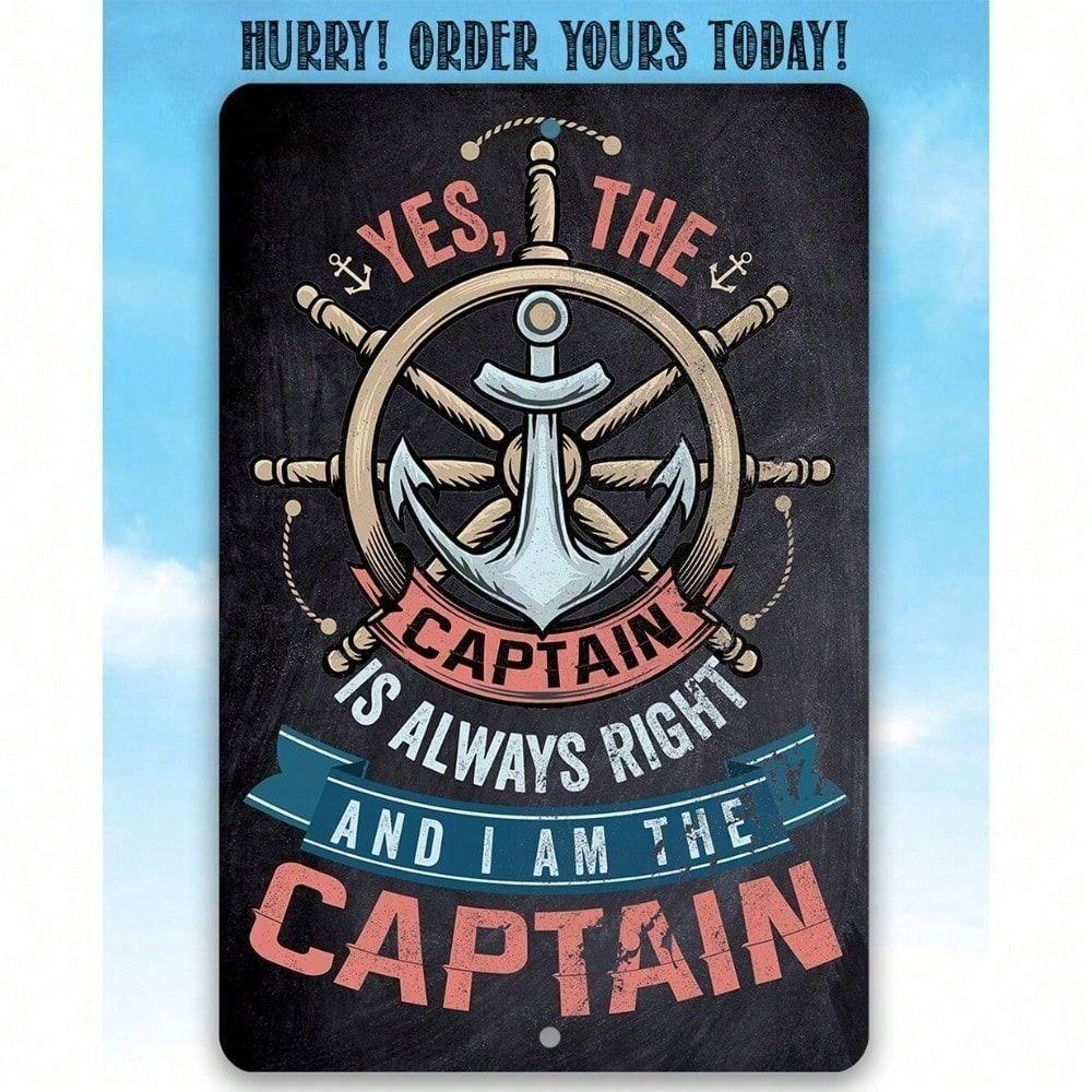 The Captain Always Right Metal Poster, Retro Wall Decor for Garage