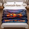 Motorcycle Biker Theme Soft Blanket Personalized Custom Name Text Print Warm Blanket Home Sofa Bedroom Decor