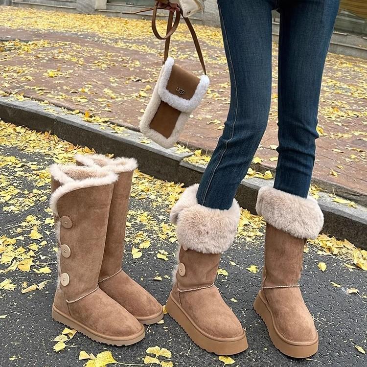 Wool Version~ Thick-soled Snow Boots Women's Winter New Velvet Thickened Non-slip Warm High Knight Boots Northeast Cotton Boots