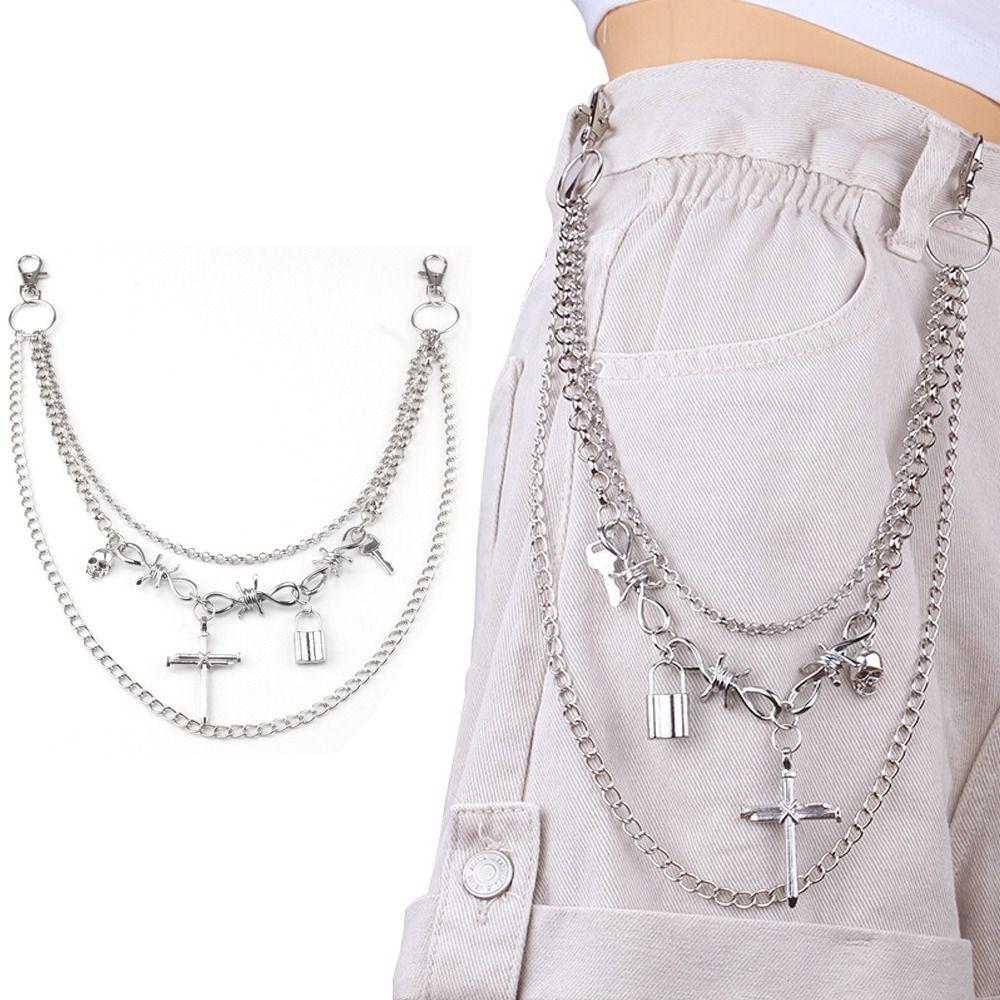 Mode Gothic Taillenkette Hip Hop Metalllegierung Quastenanhänger Hosenkette Y2K Harajuku Jeans Kette Für Frauen Mann
