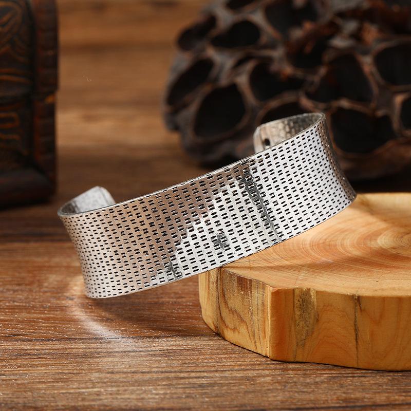 Retro metal wide version open bracelet personalized silver exotic bracelet women's medieval niche accessories