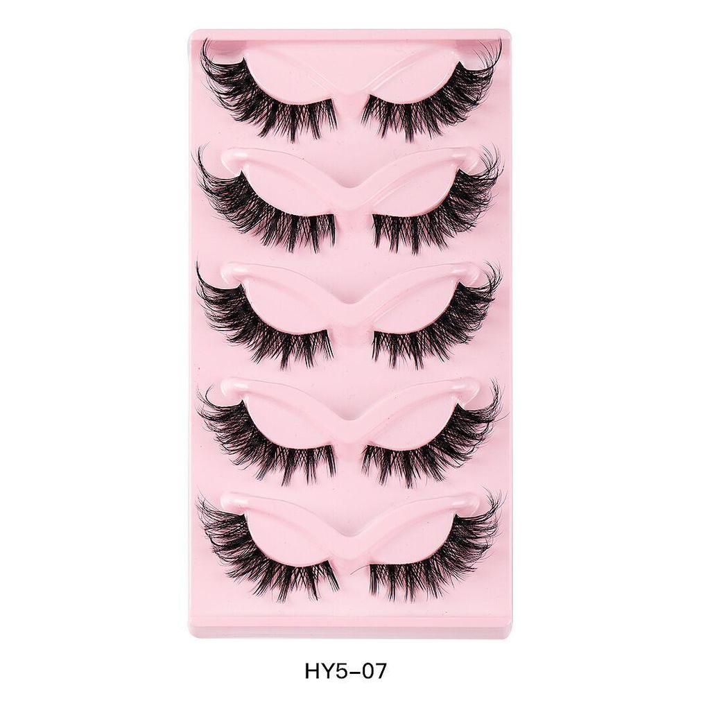 5 párů Cat Eye Lashes Přírodní umělé řasy Fox Eye Umělé norkové řasy