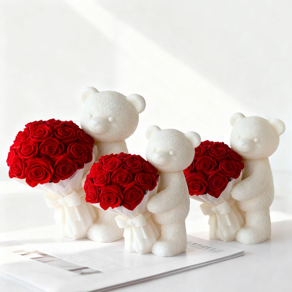 Valentine'S Day Mold Decorative Diy Candle Mold Rose-Holding Candle Mold Scented For Home Decoration Diy Enthusiasts Craft