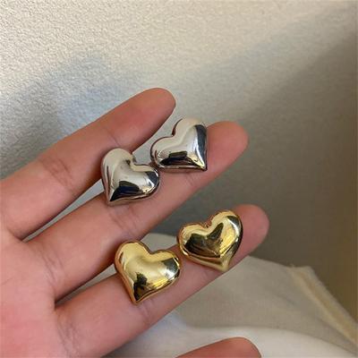 Minimalist Silver Color Heart Stud Earrings For Women Trendy Elegant Jewelry