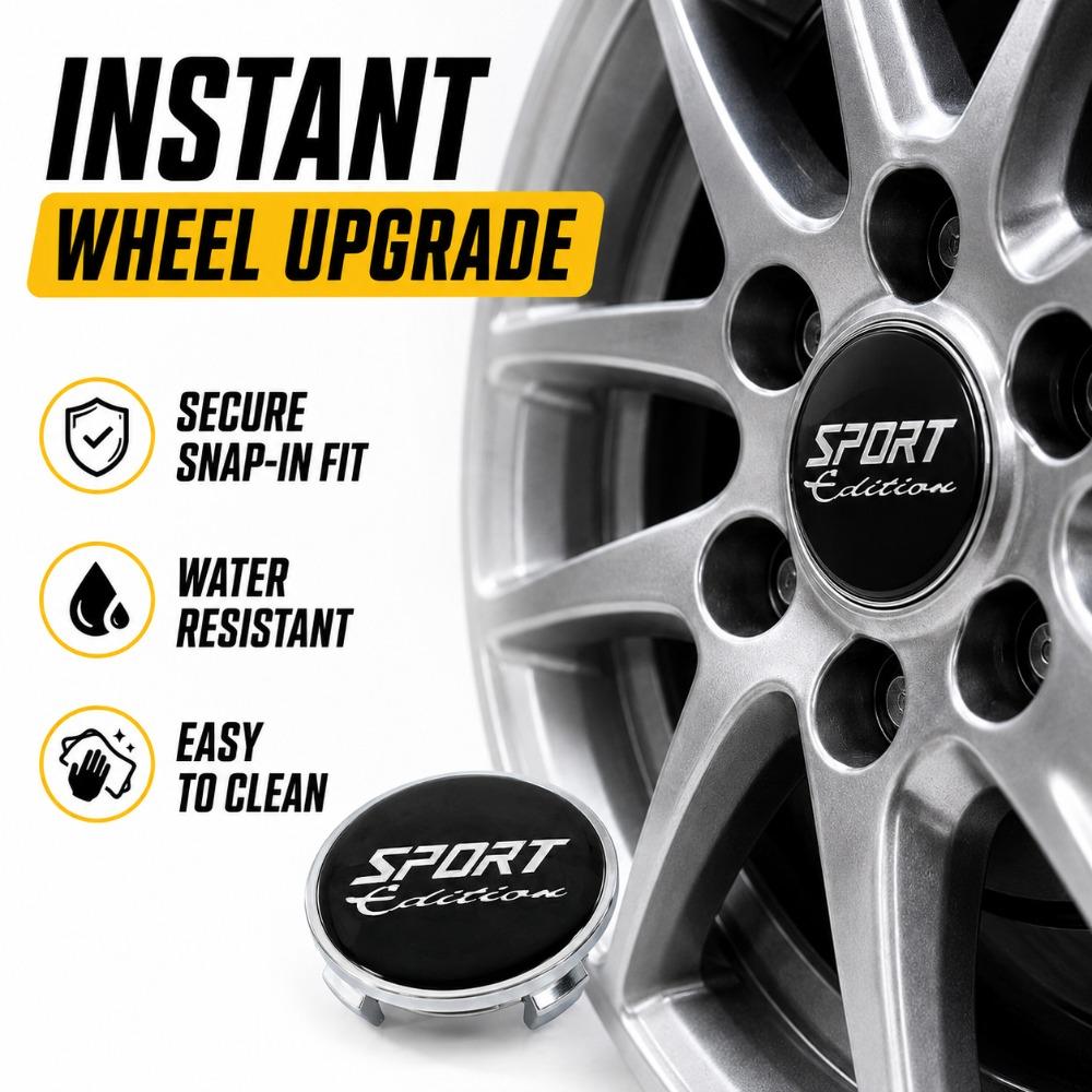 4Pcs 62mm Sport Edition Wheel Hub Centre Caps for Toyota Corolla Yaris RAV4 Camry C-HR Prius, Dustproof Rim Centre Covers Car Replacement Parts