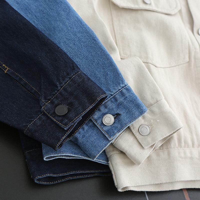 2025 Japanese Style Retro Casual Denim Jacket: Couples' Loose-Fit, Double-Pocket Lapel Outerwear