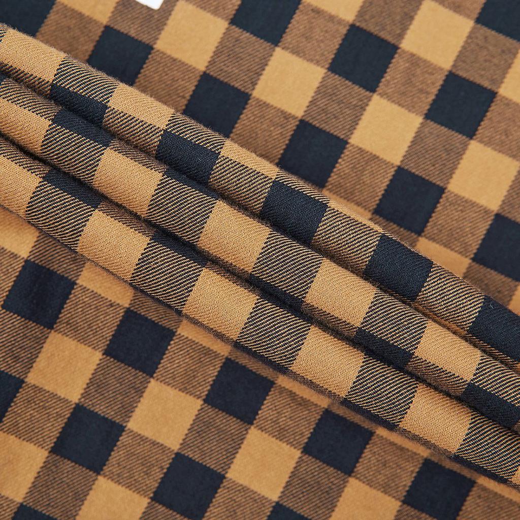 Timberland Plaid Logo Print Outdoor Sports Loose Breathable Polo Long Sleeve Shirt Men shirts Yellow A29N8-P50