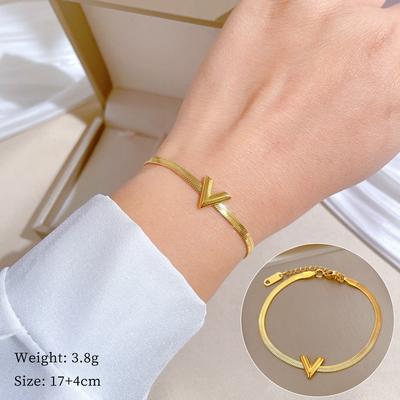 Dongmen Personalisierter Minimalistischer Stil V-Buchstaben Mori-Kettenarmband Damen Retro Freundin