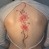 Roter Higanblumen Tattoo-Aufkleber Wasserdicht Und Langlebig Damen-Rückgrat High-End Tattoo-Aufkleber