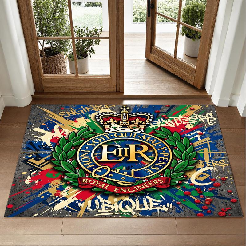 Royal Engineers A.F.C Design Crystal Velvet Rug Soft Decorative Mat for Bedroom Entrance