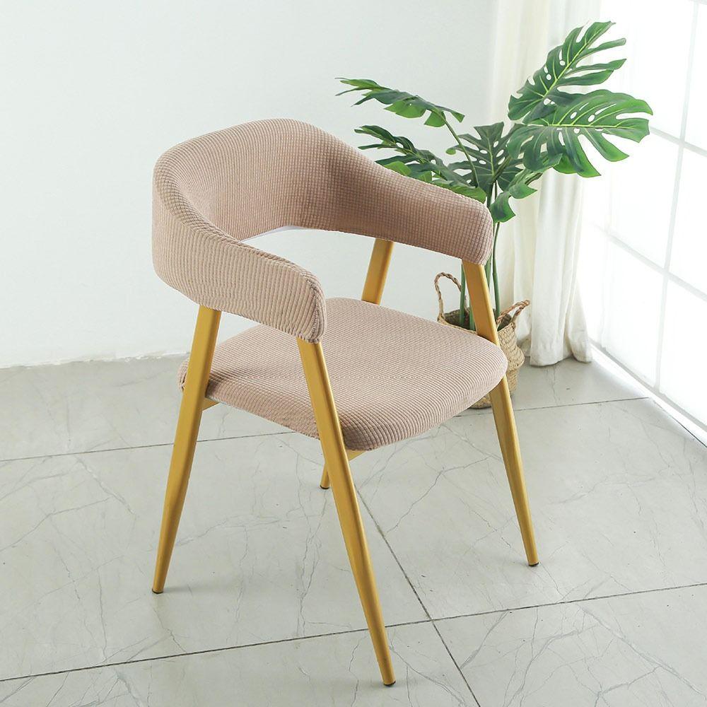 Stretch Fabric Armchair Slipcover Open Back Style Dining Chair Cover Cafe Furniture