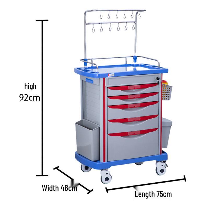 ABS Multifunctional Anesthesia and Infusion Emergency Cart with Five Drawers