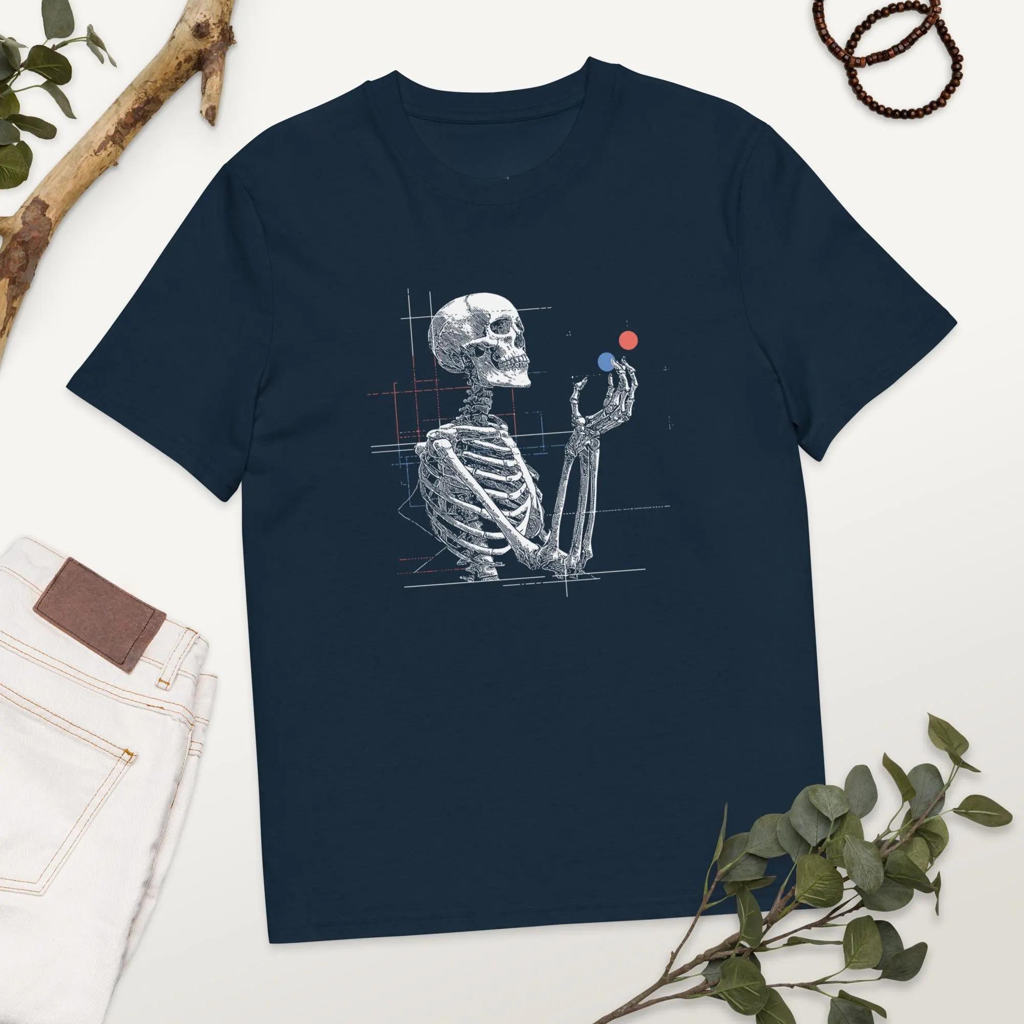 HOT SALE Red Pill Blue Pill Skull T-shirt Organic Cotton Retro Sci-fi T-shirt Vintage Shirt Graphic Fashion Casual Soft Tees S