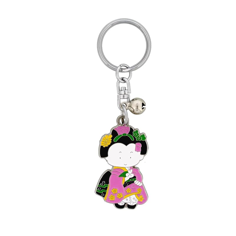 

[Daio Manufacturing] Japanese souvenirs tourist spot key ring metal inbound keyring lightweight gift Small gift (Maiko pink)