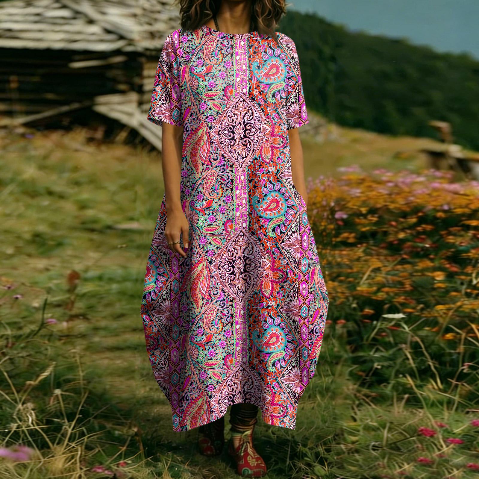 

Жіноча Модна Кольорова Сукня З Коротким Рукавом З Кишенею L рожевий