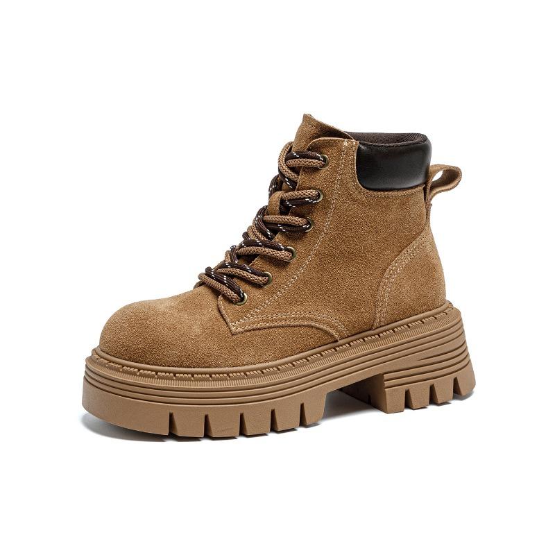 Läder Martin boots höst ny tjock sula hel läder höjning. Cm lätta vardagliga bomullsskor för kvinnor